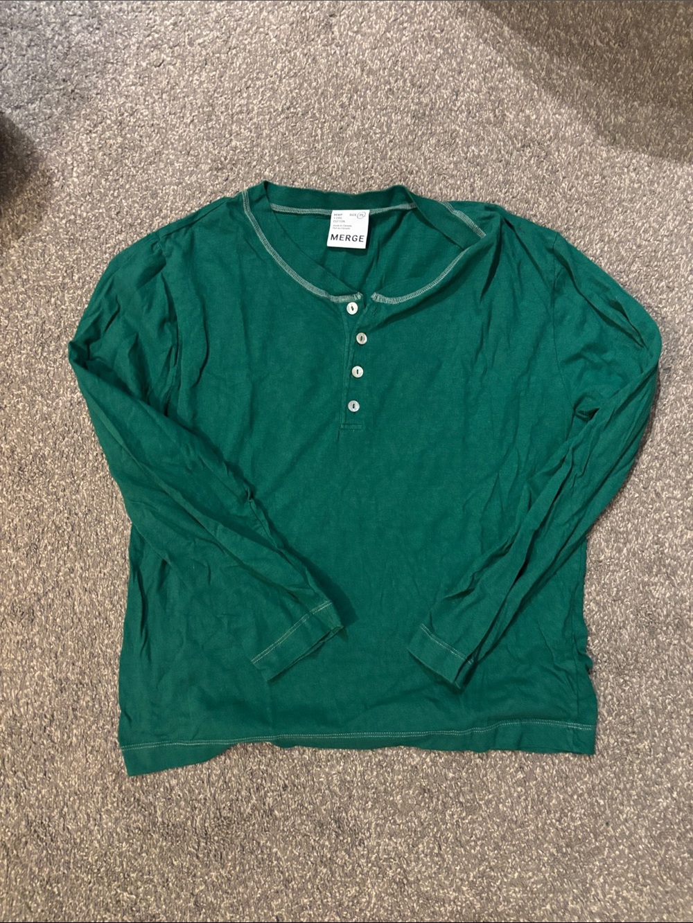 MERGE Green Hemp-Cotton Henley Top